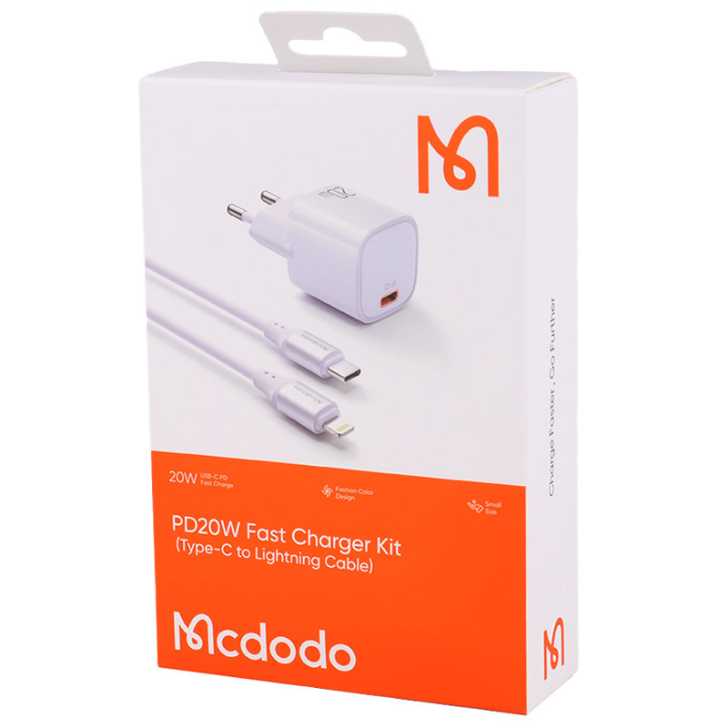 شارژر دیواری فست شارژ Mcdodo CH-404 3A PD 20W + کابل آیفونی