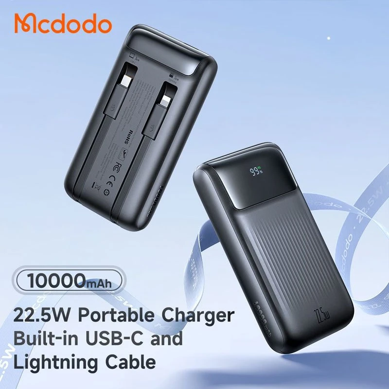 پاور بانک فست شارژ مک دودو MC-024 QC4.0 PD3.0 22.5W ظرفیت 10000 میلی آمپر ساعت