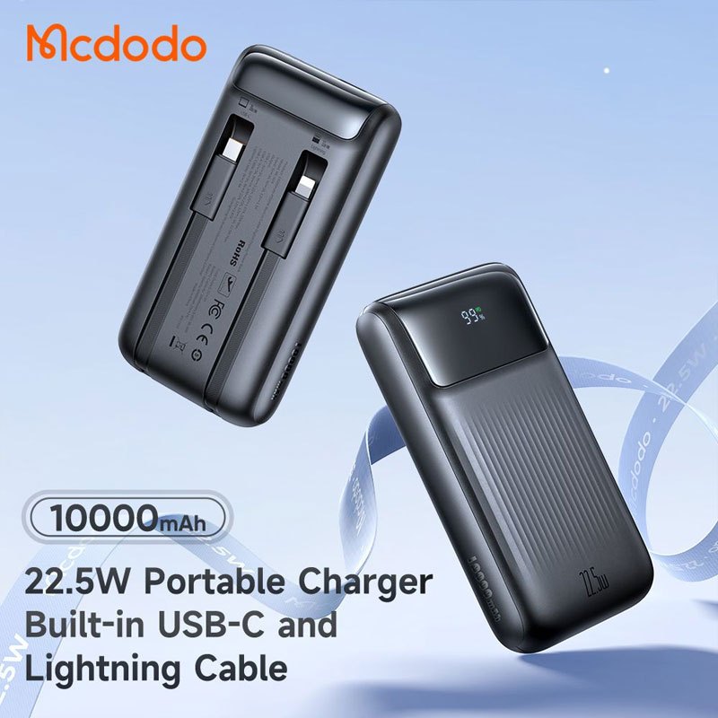 پاور بانک فست شارژ مک دودو MC-024 QC4.0 PD3.0 22.5W ظرفیت 10000 میلی آمپر ساعت