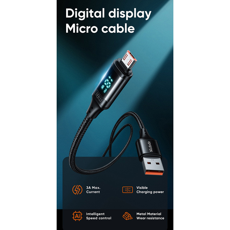 کابل میکرو یو اس بی فست شارژ Mcdodo CA-107&nbsp;3A QC4.0 1.2m