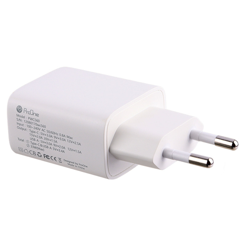 شارژر دیواری 30 وات پرووان PWC560 QC3.0 PD3.0 3A
