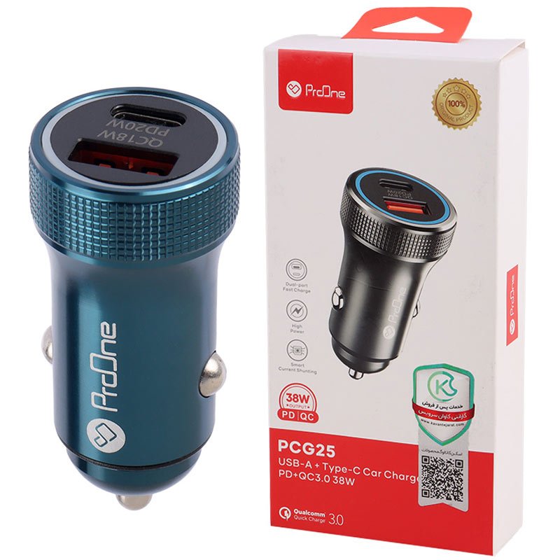 شارژر فندکی فست شارژ ProOne PCG25 3A QC3.0 PD 20W