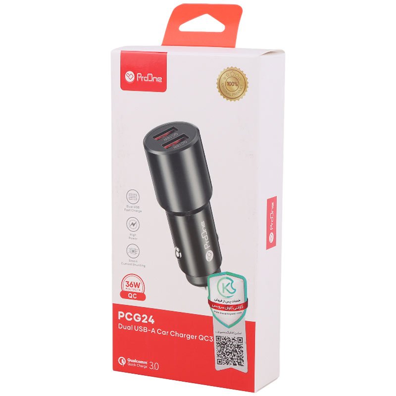 شارژر فندکی فست شارژ ProOne PCG24 3A QC3.0 PD 18W