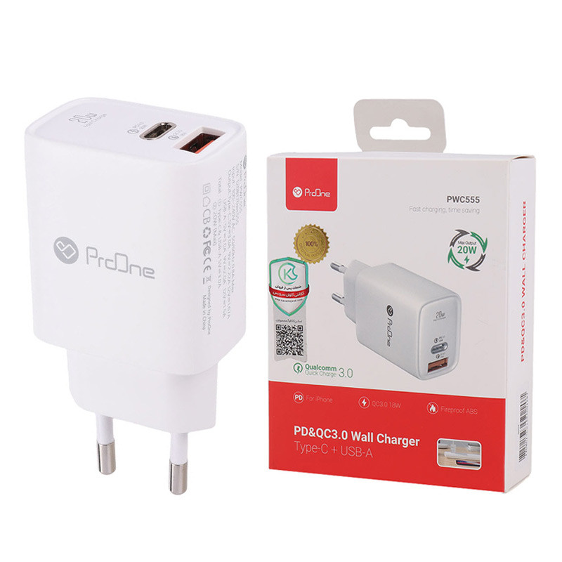 شارژر دیواری 20 وات پرووان PWC555 QC3.0 PD3.0 3A
