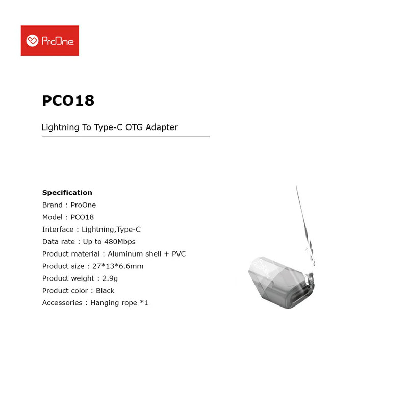 تبدیل ProOne PCO18 OTG Type-C To Lightning