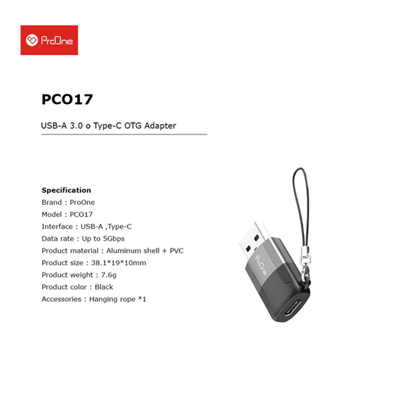 تبدیل ProOne PCO17 Type-C To USB3.0 OTG