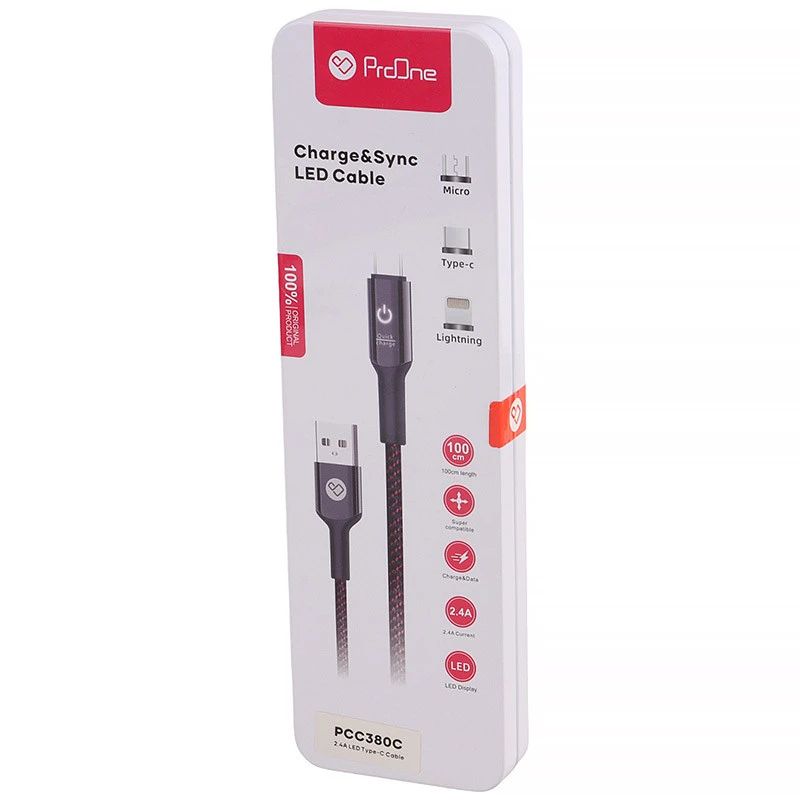 کابل تایپ سی فست شارژ ProOne PCC380C 2.4A 1m