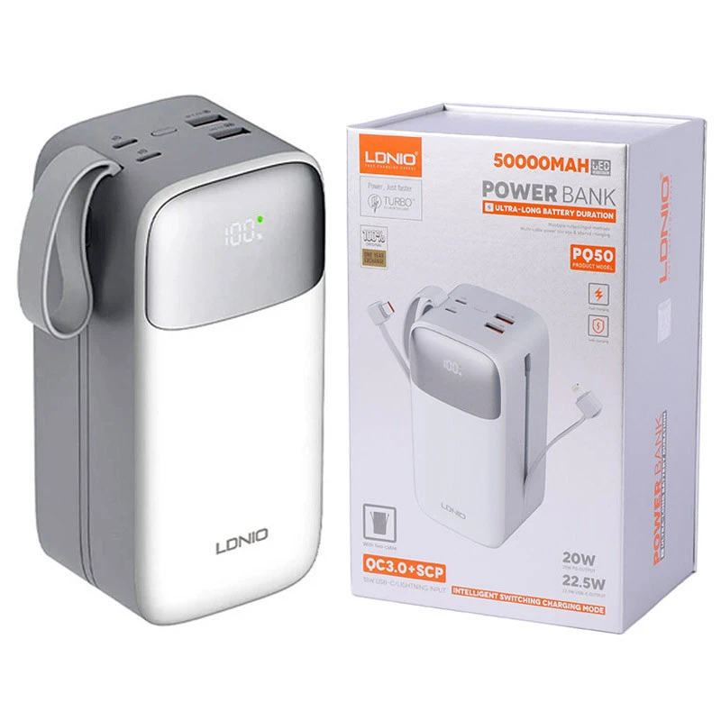 پاور بانک فست شارژ 50000 الدینیو Ldnio PQ50 QC3.0 PD 22.5W