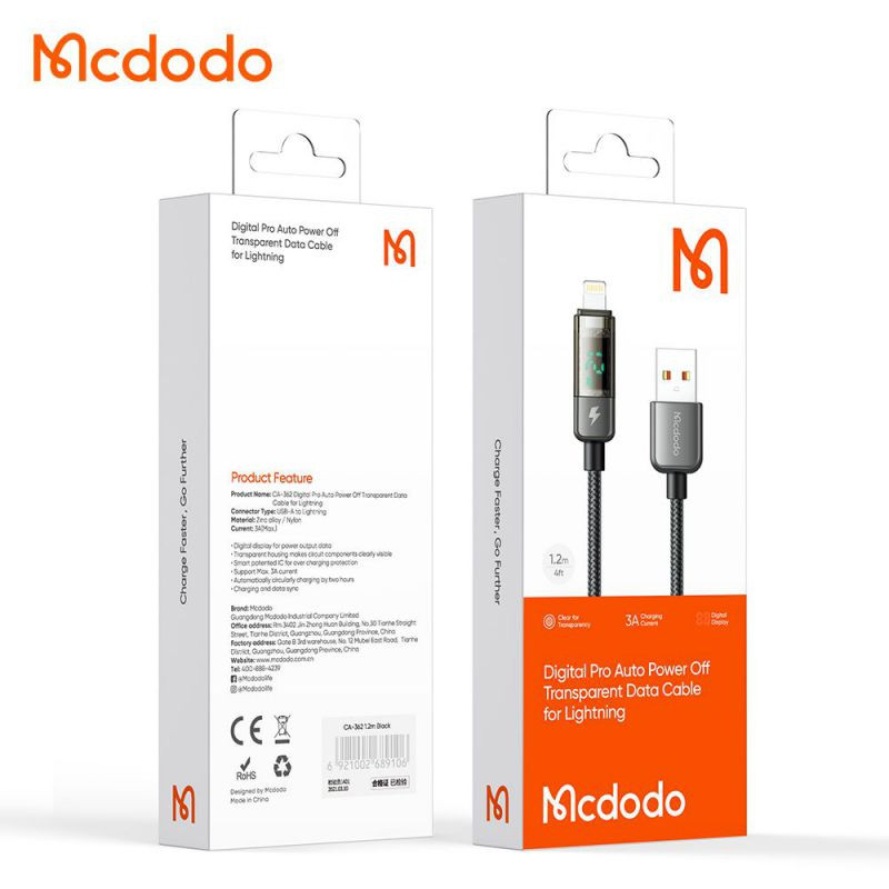 کابل آیفونی فست شارژ Mcdodo CA-3620 3A 1.2m