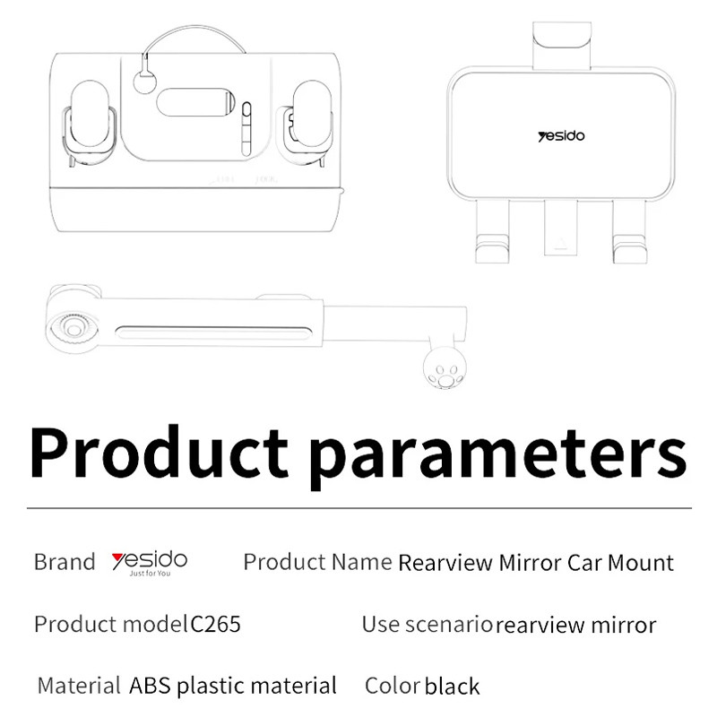 هولدر آینه ای گیره ای Yesido C265