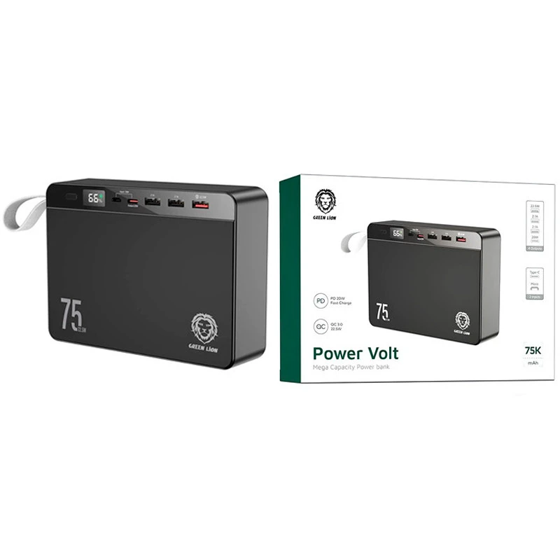 پاور بانک فست شارژ 75000 گرین لاین Green Lion Power Volt QC3.0 PD 22.5W
