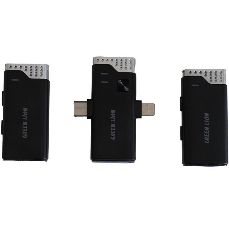 میکروفون یقه ای بی سیم Green Lion GN2IN1MIC360D Type-C / Lightning