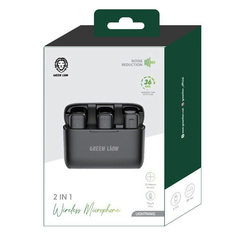 میکروفون یقه ای بی سیم Green Lion GN2WMICLGBK Lightning