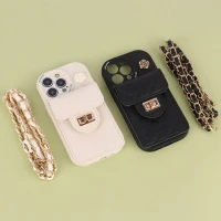 قاب کیف جاکارتی محافظ لنزدار سیلیکونی آیفون iPhone 13 Pro + بند دوشی