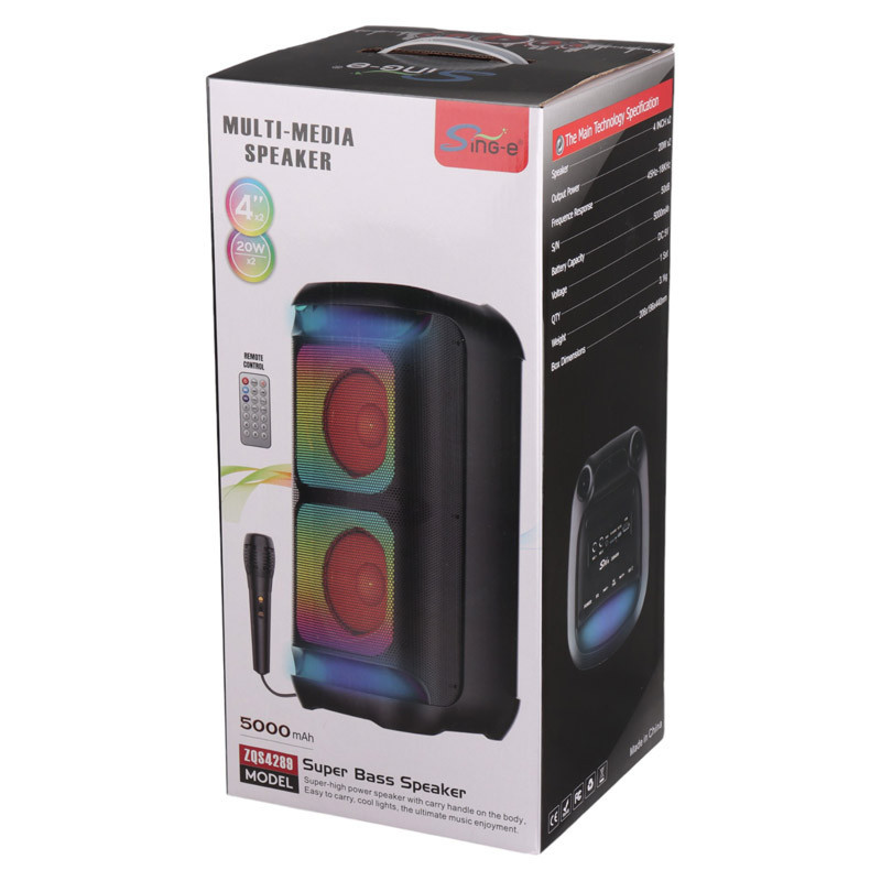 اسپیکر بلوتوثی رم و فلش خور Sing-E ZQS-4289 + میکروفون و ریموت کنترل