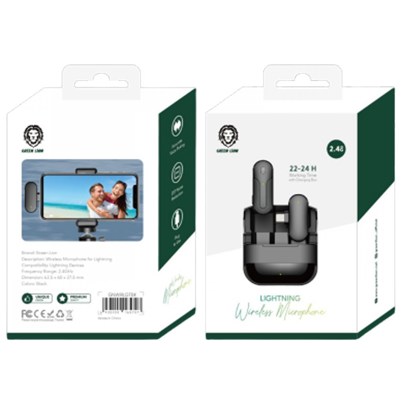 میکروفون یقه ای بی سیم Green Lion GNWIRLGTBK Lightning