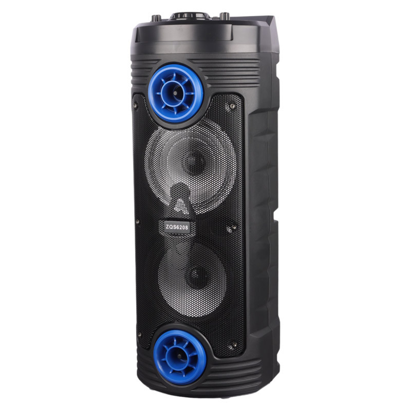 اسپیکر چمدانی بلوتوثی رم و فلش خور ZQS-6208 + میکروفون و ریموت کنترل