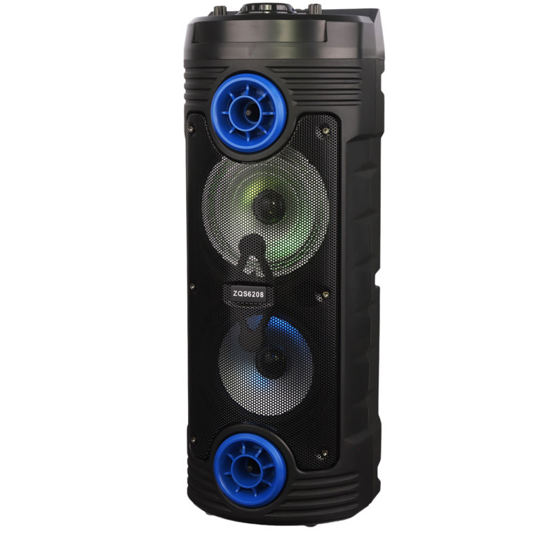 اسپیکر چمدانی بلوتوثی رم و فلش خور ZQS-6208 + میکروفون و ریموت کنترل