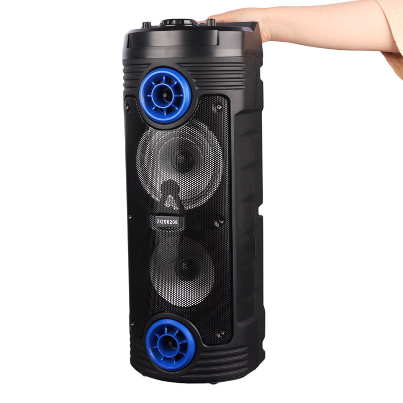 اسپیکر چمدانی بلوتوثی رم و فلش خور ZQS-6208 + میکروفون و ریموت کنترل