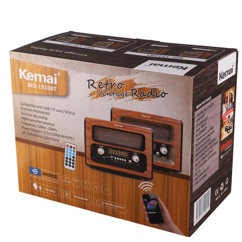 رادیو اسپیکر بلوتوثی رم و فلش خور Kemai MD-1910BT + ریموت کنترل