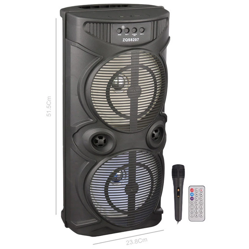 اسپیکر چمدانی بلوتوثی رم و فلش خور Sing-E ZQS-8207 + میکروفون و ریموت کنترل