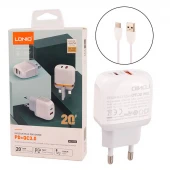 شارژر دیواری فست شارژ Ldnio A2316C 2Port 3A QC3.0 PD 20W + کابل تایپ سی