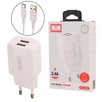 شارژر دیواری فست شارژ Earldom ES-202 2Port 2.4A 12W + کابل تایپ سی