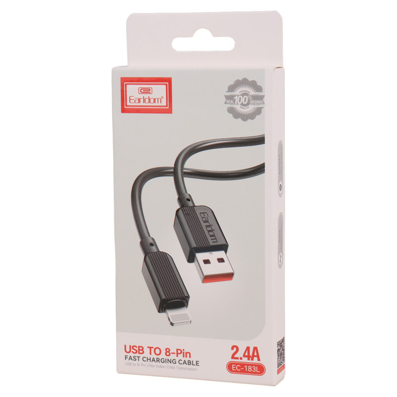 کابل آیفونی فست شارژ Earldom EC-183L 2.4A 1m