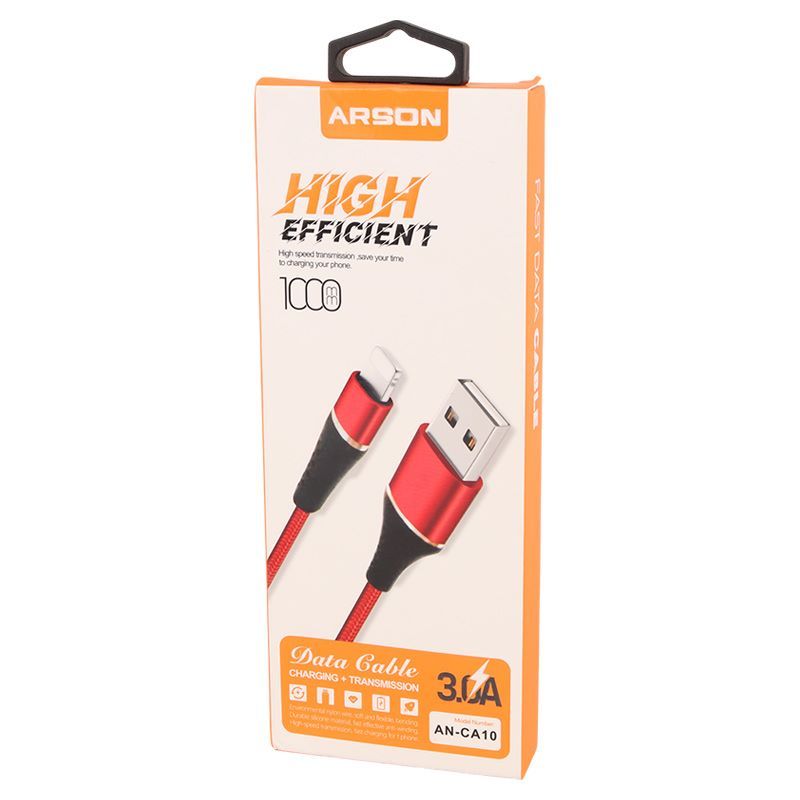 کابل آیفونی فست شارژ Arson AN-CA10 3A 1m