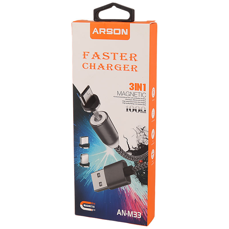 کابل 3 سر مگنتی فست شارژ Arson AN-M33 1m