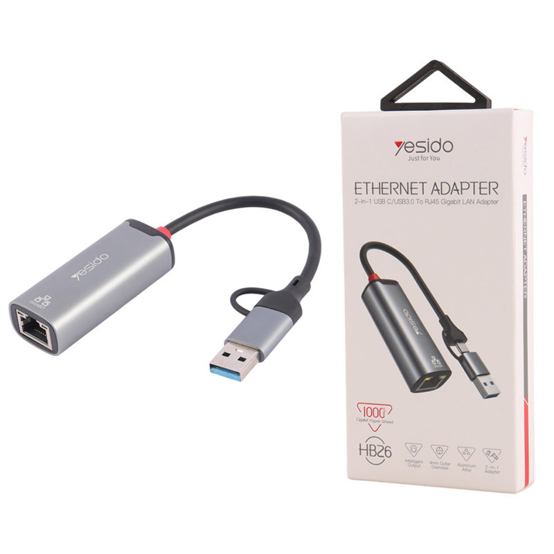 تبدیل Yesido HB26 LAN TO USB3.0/Type-C