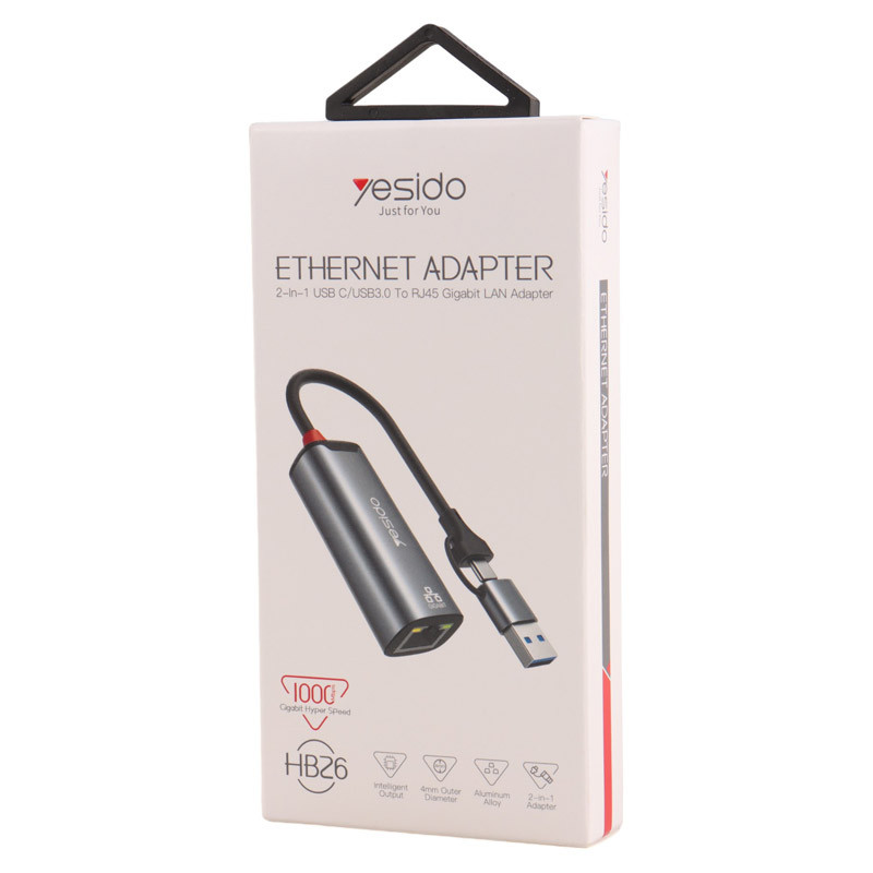 تبدیل Yesido HB26 LAN TO USB3.0/Type-C