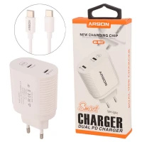 شارژر دیواری فست شارژ Arson AN-W02 4A PD QC3.0 20W + کابل تبدیل تایپ سی