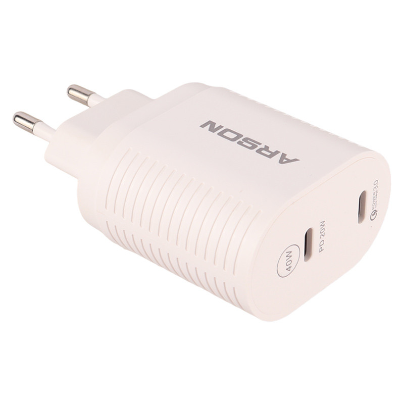 شارژر دیواری فست شارژ Arson AN-W02 4A PD QC3.0 20W + کابل تبدیل تایپ سی