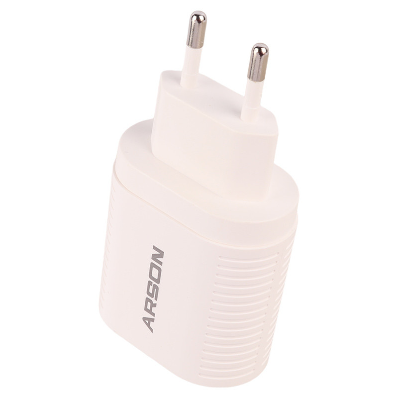 شارژر دیواری فست شارژ Arson AN-W02 4A PD QC3.0 20W + کابل تبدیل تایپ سی