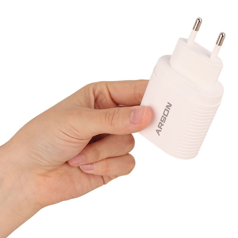شارژر دیواری فست شارژ Arson AN-W02 4A PD QC3.0 20W + کابل تبدیل تایپ سی