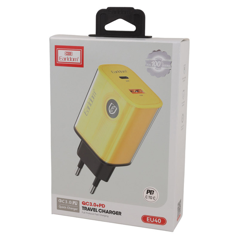 کلگی فست شارژ Earldom ES-EU40 2Port 3A QC3.0 PD 20W