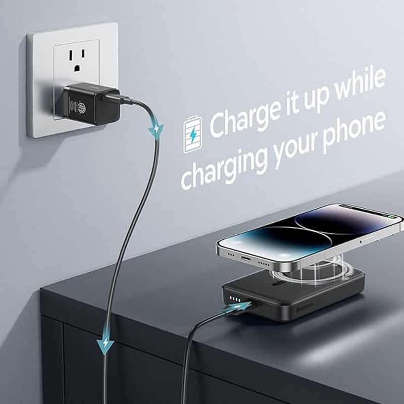 پاور بانک بی سیم فست شارژ 5000 باسئوس Baseus Magnetic Mini P10022107 PD 20W