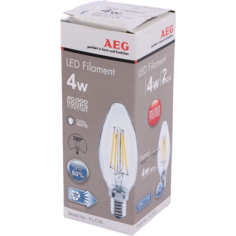 لامپ فیلامنتی شمعی 4 وات AEG FL-C35 پایه E14