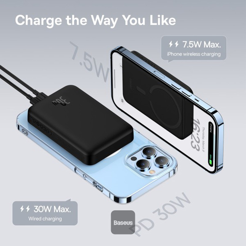 پاور بانک بی سیم فست شارژ 10000 باسئوس Baseus Magnetic Mini PPCX11020 PD 30W