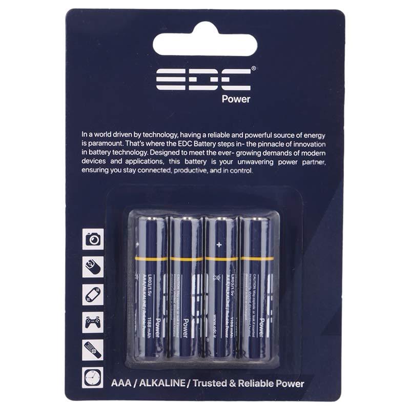 باتری چهارتایی نیم قلمی EDC Power Alkaline LR03 1.5V AAA