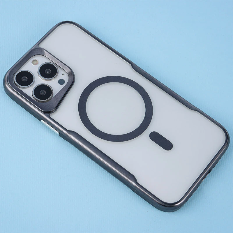 قاب مگ سیف شفاف طرح تیتانیوم Q Series آیفون iPhone 13 Pro Max