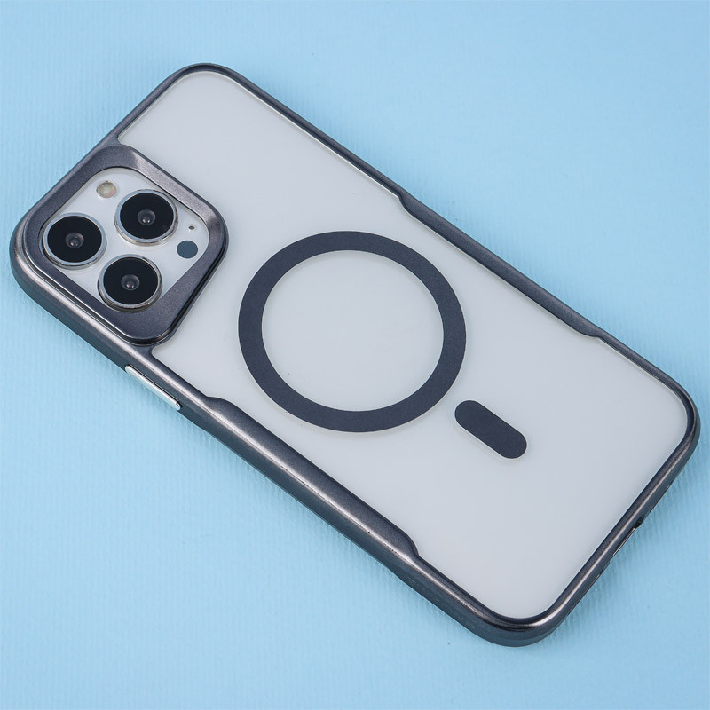 قاب مگ سیف شفاف طرح تیتانیوم Q Series آیفون iPhone 13 Pro Max