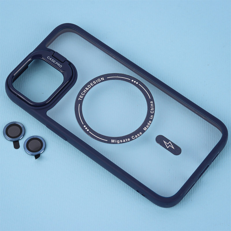 قاب PC Case.Pro مگ سیف استندشو با محافظ لنز رینگی آیفون 13 / 14