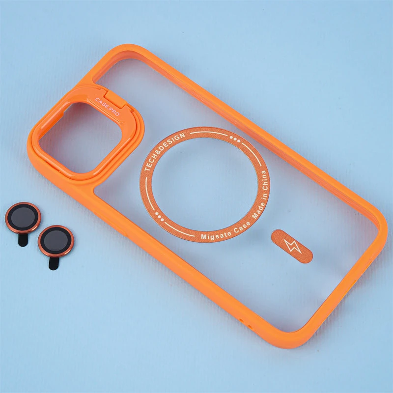 قاب PC Case.Pro مگ سیف استندشو با محافظ لنز رینگی آیفون 13 / 14