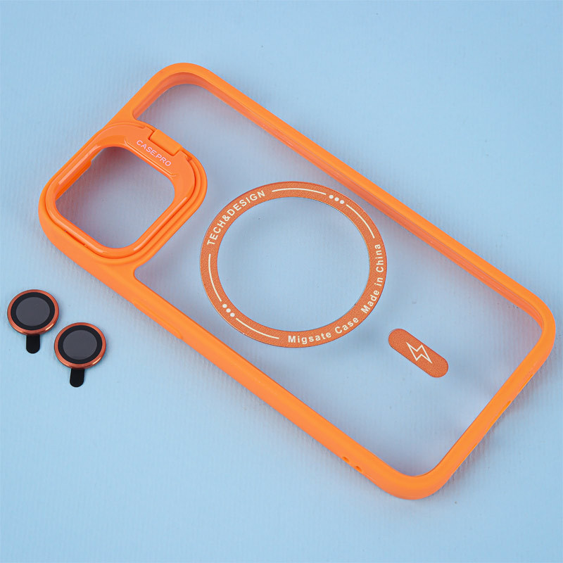 قاب PC Case.Pro مگ سیف استندشو با محافظ لنز رینگی آیفون 13 / 14