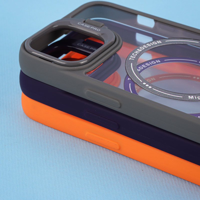 قاب PC Case.Pro مگ سیف استندشو با محافظ لنز رینگی آیفون 13 / 14