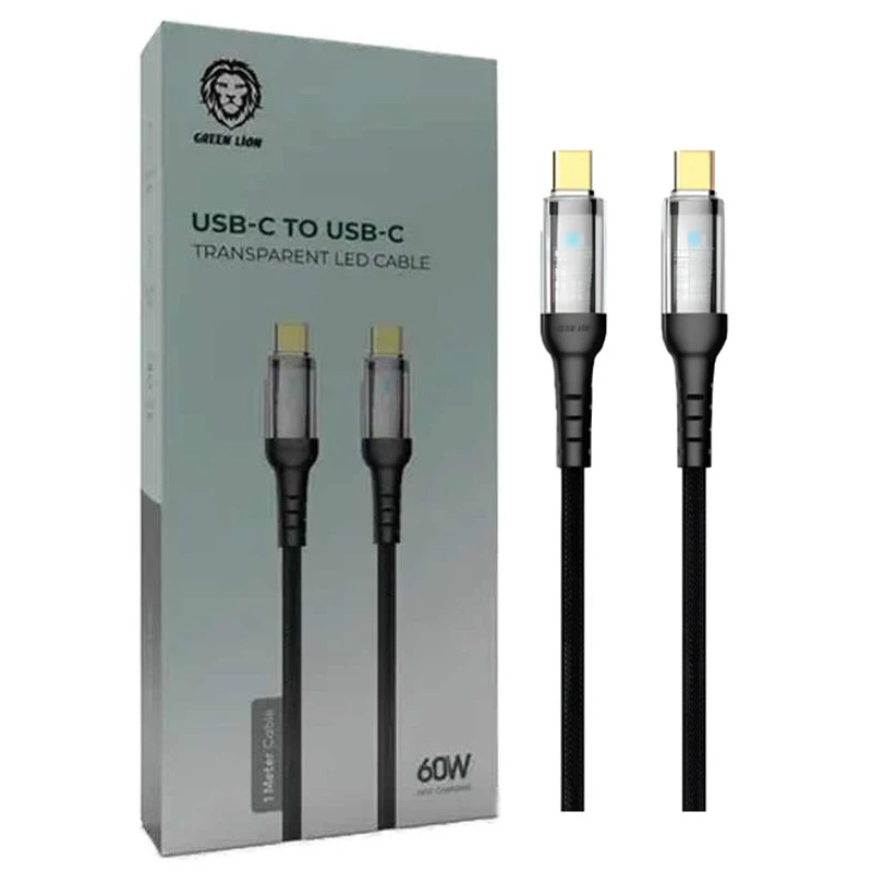 کابل تبدیل فست شارژ Green Lion GNLEDC60CTCBK Type-C To Type-C 60W 1m
