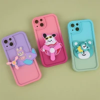 قاب سیلیکونی آیفون iPhone 13 اسپینر دار محافظ لنزدار دورنگ