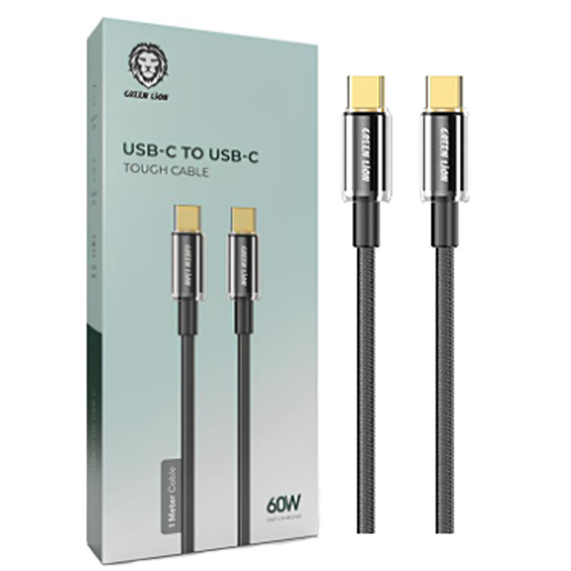 کابل تبدیل فست شارژ Green Lion GNTPTGH60CTCBK Type-C To Type-C PD 60W 1m